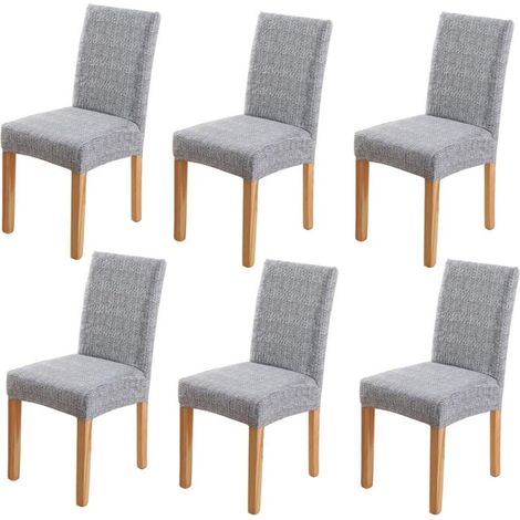 Housses de chaise de salle à manger extensibles modernes amovibles et lavables pour chaise de salle à manger pour hôtel, salle à manger, cérémonie, banquet, fête de mariage (6, gris/noir) (1/4)