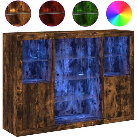 Maison Exclusive - Aparador con luz LED 3 pzas madera de ingenier (1/5)