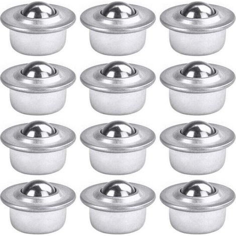 Ahlsen 12 PCS Roulettes de Transfert avec Roulement à Billes Universels en Acier au Carbone Galvanisé Unité Roulettes à Billes Montées Charge Lourde pour Emballage Transmission Industrie (1/5)