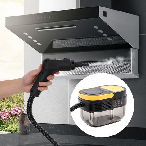 Handdampfreiniger, Schwarz und Gelb tragbarer Mehrzweck-Dampfreiniger mit Griffsteuerung, Druckdampfreiniger mit verschiedenen Düsen (1/5)