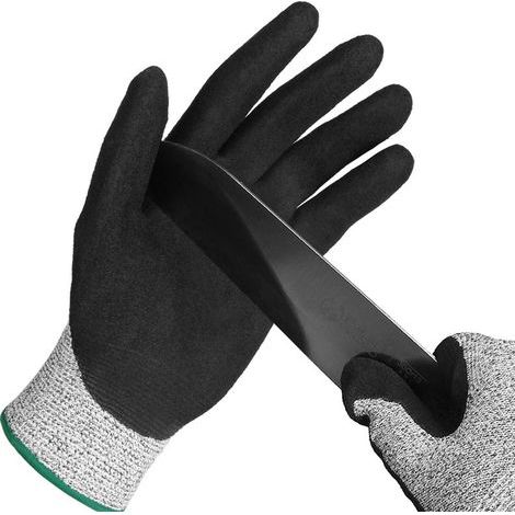 Guante resistente a cortes, guante para ostras, nivel de protección 5 en malla de alambre de acero inoxidable, adecuado para trabajar con ostras, cortar carne, jardinería y trinchar (M) (1/5)