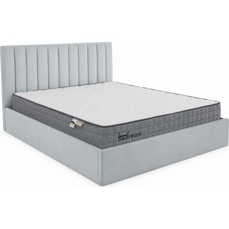 Pack Lit-coffre Songe + Matelas Bedream 180x200cm Velours Argent