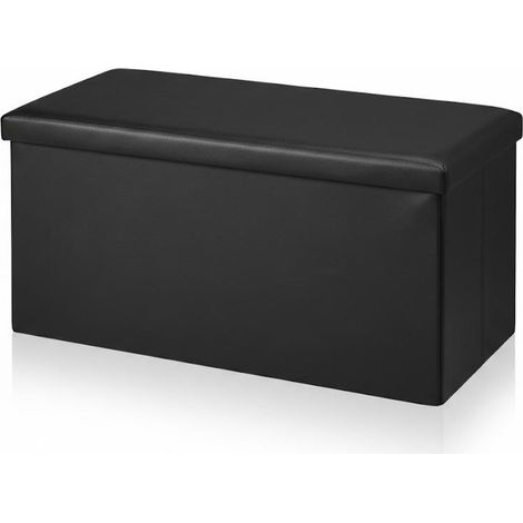 ORION91oficial® - Puff Almacenaje  Taburete con Tapa para almacenaje  84 Litros  76 cm  Piel Sintética  Color Negro  37,5x76x37,5 cm - spaziOrion91 - Unidad (1/4)