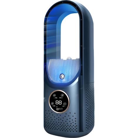 Ventilateur Silencieux, Ventilateur sans Pales avec Spray D'humidification, 6 Vitesses, 6h Timer, Affichage LED, 30cm USB Ventilateur de Table pour Bureau, Dortoir, Chambre (Bleu A) (1/5)