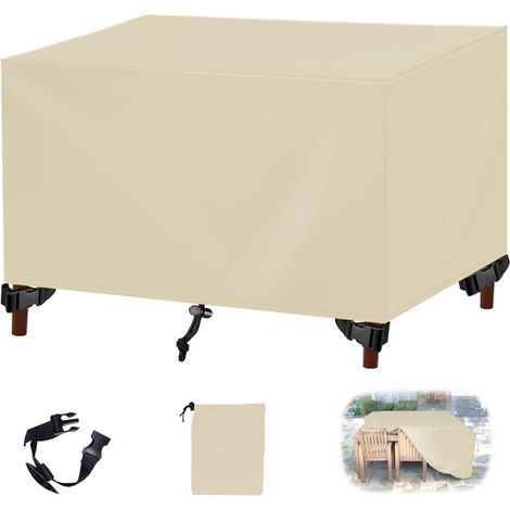 Housse de table de jardin 420D Oxford, anti-UV, beige 60x60x60cm – Protection extérieure pour mobilier de jardin (1/5)