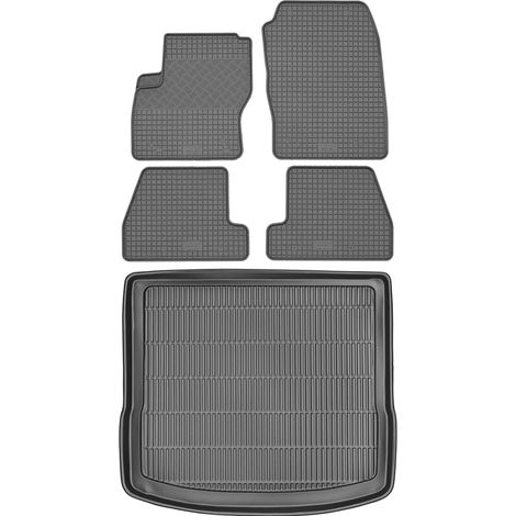 Juego de alfombrillas de goma para coche y alfombrilla para maletero para Ford Focus III Estate (2011-2018).