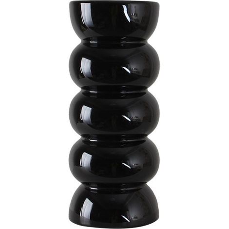 Jarrón grande de cerámica negra para hidroponía, ideal para arreglos florales de alta calidad. (1/5)