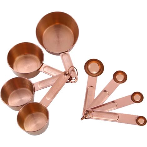 Ensemble de tasse et cuillère doseuses en acier inoxydable, accessoires de cuisine 8Ensemble de pièces (or rose) (1/5)