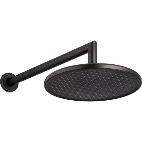 PaulGurkes Kopfbrause Regendusche Matt-Schwarz mit Wandarm 40cm (1/5)