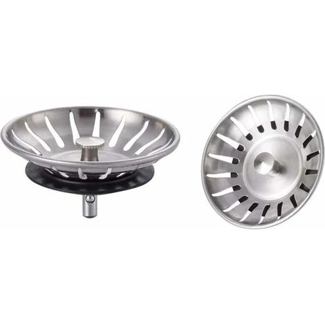 2 Pièces Bouchon Evier Cuisine Inox - Filtre Evier Cuisine Universel, Bonde Evier avec 18 Fentes, Grille Evier Cuisine Antiblocage (1/4)