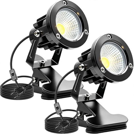 2er-Set LED-Klemmstrahler, LED-Gartenleuchten mit Stecker und Schalter, wasserdichter Pflanzenstrahler, Rasenstrahler (1/5)