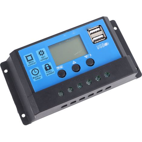 30A 12V/24V PWM-Solarladeregler mit Selbstadaptivität, LCD-Bildschirm, zwei USB-Anschlüssen, Solarmodul-Laderegler mit Digitalanzeige (1/5)