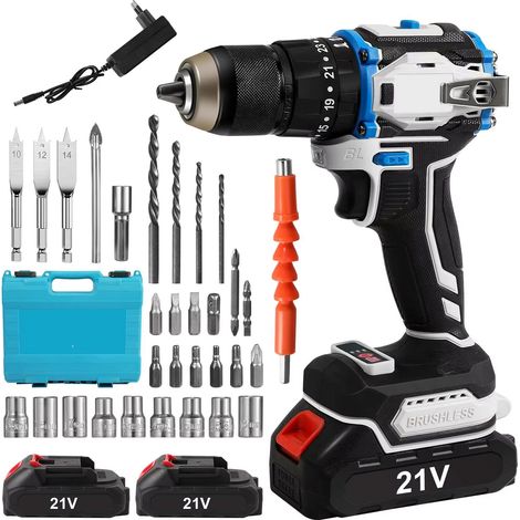 Perceuse électrique sans fil 70 N·m brushless – 25+1 couple, perceuse à percussion 3 en 1, LED, 2 batteries, 1800 tr/min (1/5)