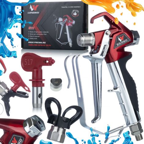 Pistola a Spruzzo RX-PRO con Ugello 517 – Alta Qualità e Precisione  Pressione Max 248 bar  Compatibile con Graco, Wagner, Titan (1/5)