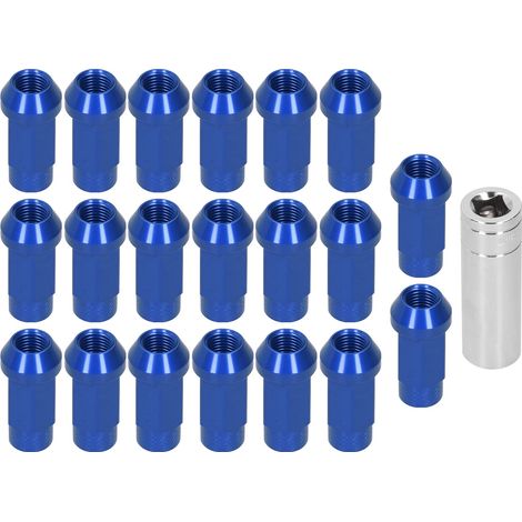 20pcs Écrous de Roue M14x1.5 Filetage 2in Hauteur Aluminium 7075-T6 Bleu Verrouillage à Trou Traversant (1/5)