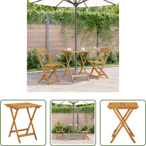 Akazienholz - Klappbarer Gartentisch 60x60x75 cm Massivholz Akazie (1/5)