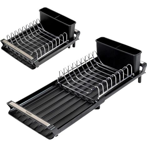 Afdruiprek - Plegable - Con Boca De Drenaje - Escurridor De Cocina Para Fregadero - 49,5×20×12,5 Cm - Hierro - Negro (1/5)