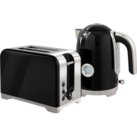 Ensemble bouilloire et grille-pain avec thermomètre, bouilloire 1,7 L, 2200 W, grille-pain 2 tranches avec 7 niveaux de brunissage (1/5)