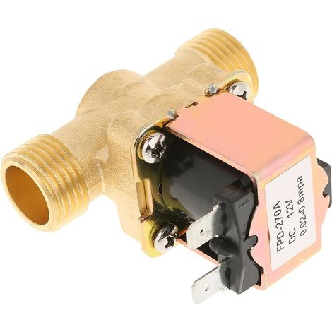 Vanne Électromagnétique Électrique, 1/2" DC 12V Électrovanne électrique en laiton normalement fermée, 0,02-0,8 MPA pour le contrôle de l'eau et les chauffe-eau haut de gamme (1/5)