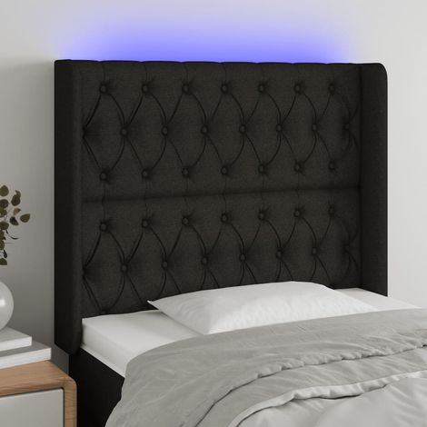 Tête de lit à LED Noir 93x16x118-128 Tissu (1/5)