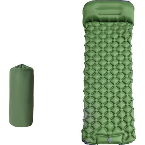 Tapis de Camping Gonflable Ultraléger avec Oreiller Vert 190X60CM (1/4)