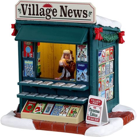 Decorazione "Giornata di buone notizie" per Villaggio di Natale e presepe, in Resina da h 11,5 cm (1/4)