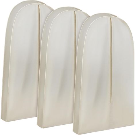 Lot de 3 housses à vêtements en mousseline de coton sans acide de 107 cm (42 pouces) pour costumes, robes longues et manteaux. Boîte de rangement idéale pour penderie et sacs de voyage. (1/5)