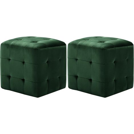 Puf 2 unidades terciopelo verde 30x30x30 cm vidaXL