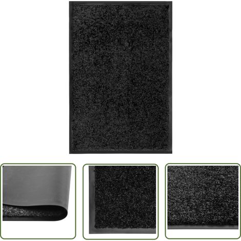 Paillasson lavable d'entrée, Tapis de Porte,Tapis Entrée Intérieur Noir 40x60 cm MKS53326 (1/5)