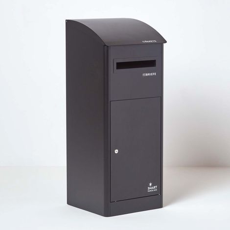 SMART PARCEL BOX™ Paketbriefkasten Paketkasten Standbriefkasten Paketbox mit Schrägach, Entnahme vorne, XL Größe, Schwarz