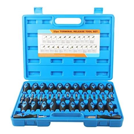 23 Pcs Terminal Removal Tool Kit Outil de Démontage Voiture Câblage Electrique d'extraction Broches Connecteurs électriques Terminals Enlèvement Set - (1/5)