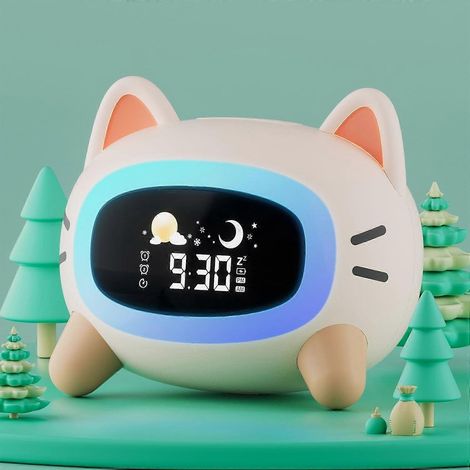 Réveil pour enfants, avec veilleuse, machine à sons pour apprendre à dormir, joli réveil numérique lapin pour filles (1/5)