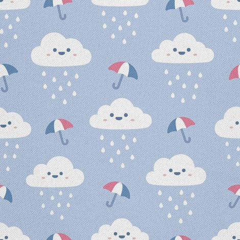 Telas decorativas para exteriores estilo oxford con estampado de paraguas y nubes de lluvia. (1/5)
