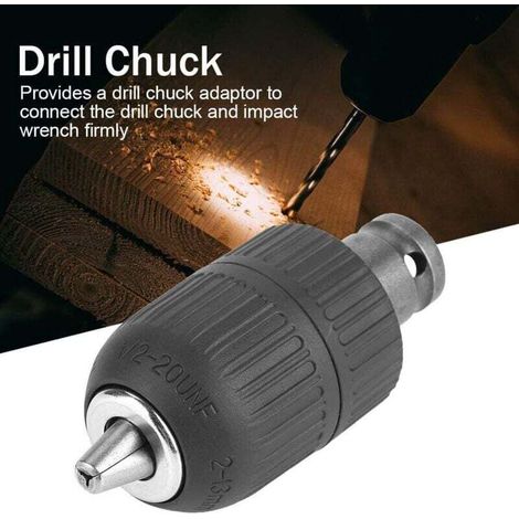 Adaptateur - Mandrin de perçage sans clé 2-13 mm 1/2-20UNF avec adaptateur de mandrin 1/2 pour conversion de clé à chocs