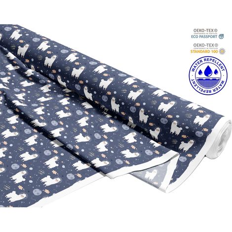 TESSUTI DECORATIVI PER ESTERNI OXFORD - Motivo lama bianchi su blu navy I DR148 (1/5)