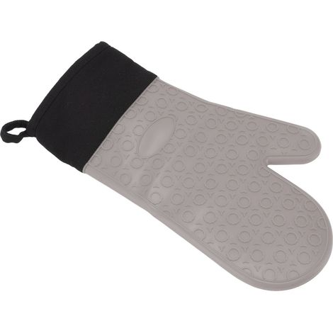 Gants de cuisine en silicone résistants à la chaleur - 2 doigts longs antidérapants gris pour four (1/5)