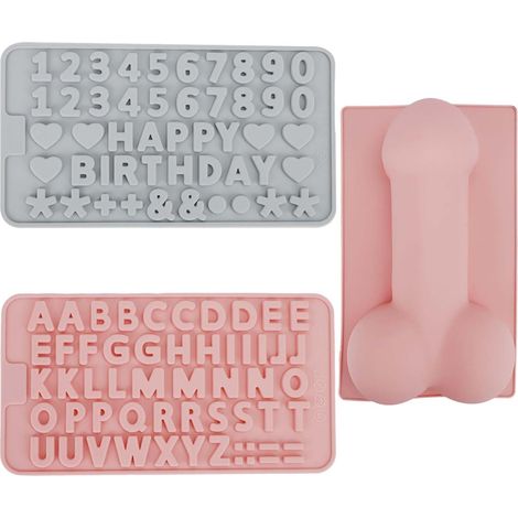 3 Pièces Moule Gateau Silicone 3D Drôle, a Cake en Forme de Lettres et Chiffres, Moules à Pâtisserie pour Muffin Bougies Savon Glaçons Célébrations D'anniversaire - (1/5)