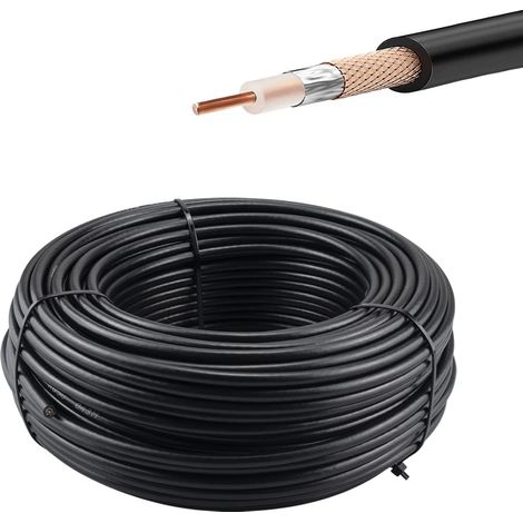 Câble Coaxial RG58 50 m - 50 Ohms - RF Faible Perte - Câble d'Antenne pour SMA UHF N Type BNC TNC - Connecteur WiFi - Routeur - Amplificateur (1/5)