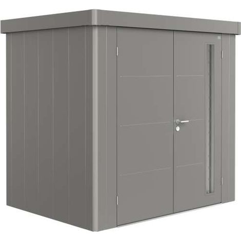 Casetta per attrezzi Neo 1B porta doppia, grigio quarzo metallizzato