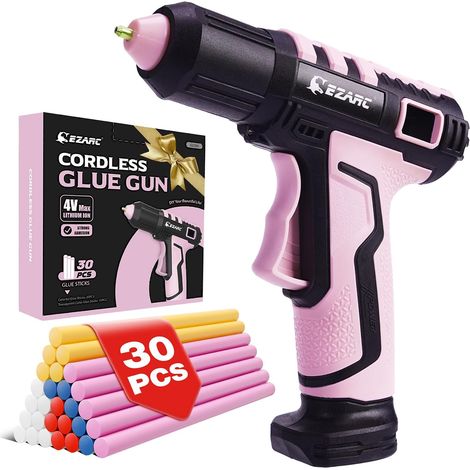 Pistolet à colle chaude sans fil, chauffage rapide en 15 secondes, 30 mini bâtons de colle, mise en marche et arrêt sécuritaires, batterie lithium-ion intégrée de 2500 mAh (1/5)