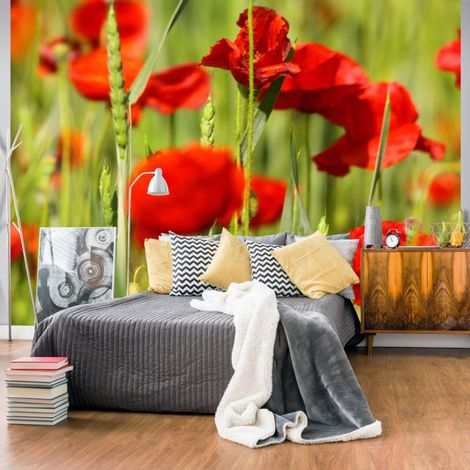 Papier Peint "Coquelicots dans le Champ de Blé" 193 x 250 cm (1/2)