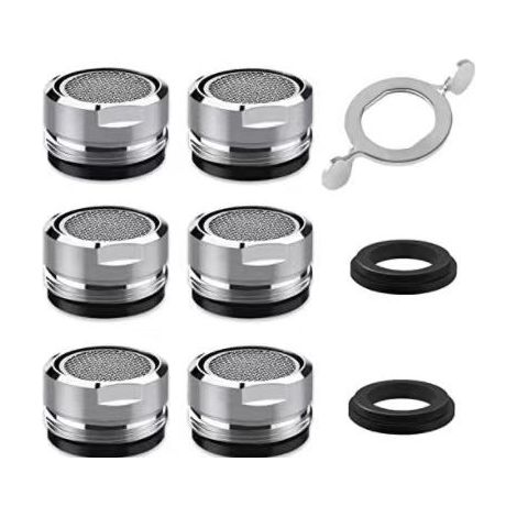 6 Pieces M24 Faucet Aerator, Water Saving Faucet Aerator with Stainless Steel and ABS Filter (1/5)