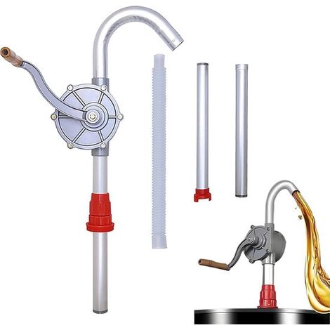 Pompa per fusti in alluminio da 15 a 55 galloni, trasferimento manuale di liquidi, pompa rotativa per fusti per benzina, olio, carburante, gasolio, cherosene e fluidi idraulici. (1/5)