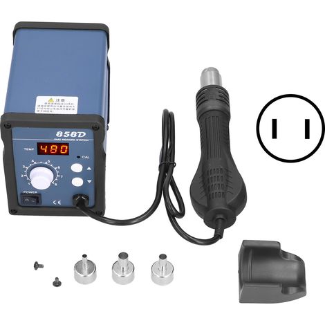Station de dessoudage avec pistolet à air chaud réglable, affichage numérique, kit de réparation pour DIY, prise US 110V AC. (1/5)