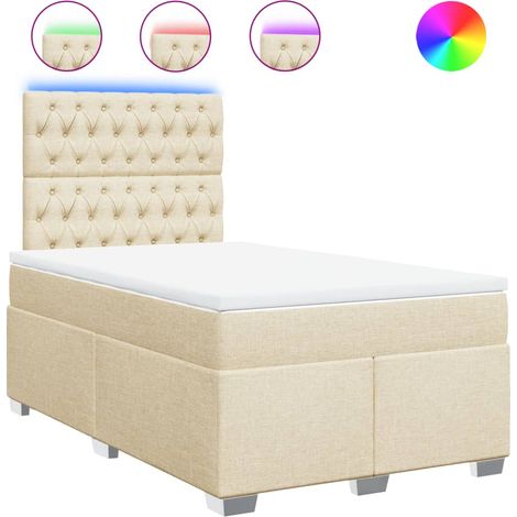 Maison Exclusive - Sommier à lattes de lit avec matelas crème 120x190 cm tissu (1/5)