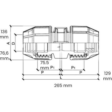 Raccord polypropylène à serrage extérieur manchon accouplement - Série 1005 Ø75