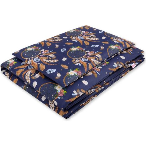 Set di biancheria da letto per bambini in cotone 2 pezzi 120x90 cm - acchiappasogni blu navy (1/4)