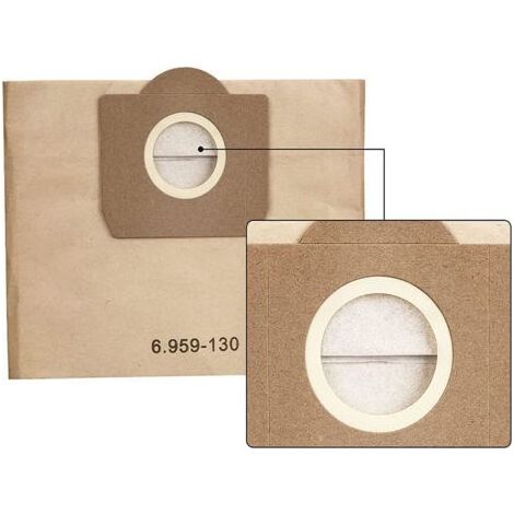 Lot de 5 sacs aspirateur en papier microfiltration – Compatible Kärcher 6.959-130.0 – Filtration 99,99% – Pour modèles WD3200 WD3300 WD3500 (1/4)