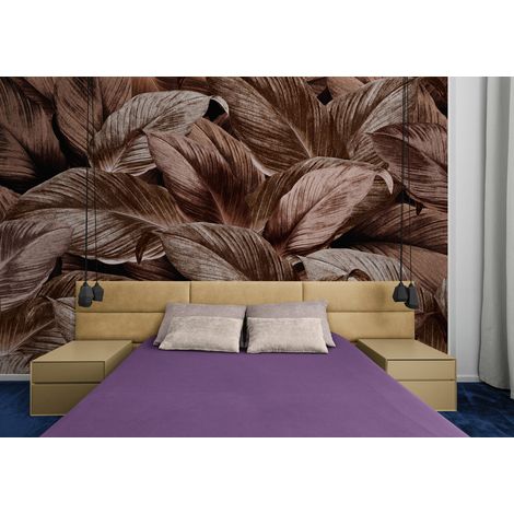Papier Peint Feuillage - Feuillage Vintage en Dégradé Marron - 150 x 250 cm (1/2)
