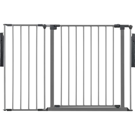 Safetots Premium Multi Panel Room Divider, up to 115cm Wide, Grey, 70cm Tall, Flexible Barrier with Door for Baby and Toddler